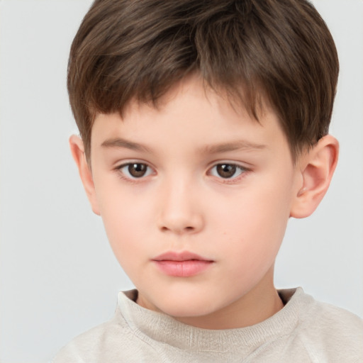 Neutral white child male with short  brown hair and brown eyes