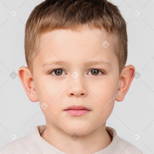 Neutral white child male with short  brown hair and brown eyes