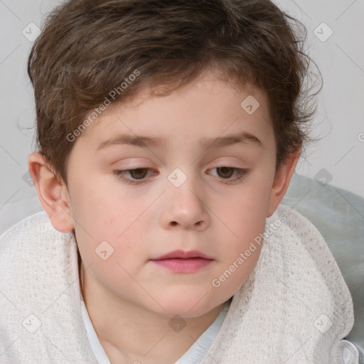 Neutral white child male with short  brown hair and brown eyes