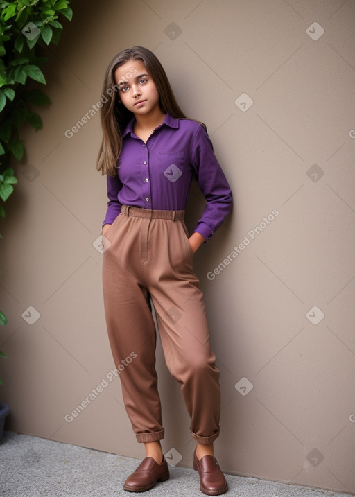 Teenager female with  brown hair