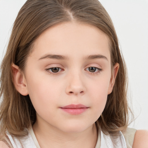 Neutral white child female with medium  brown hair and brown eyes