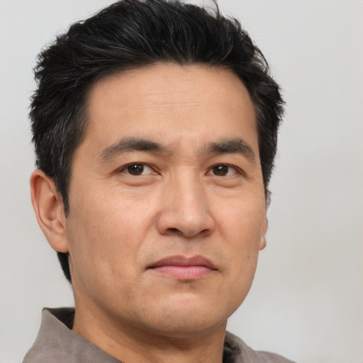 Neutral white adult male with short  brown hair and brown eyes