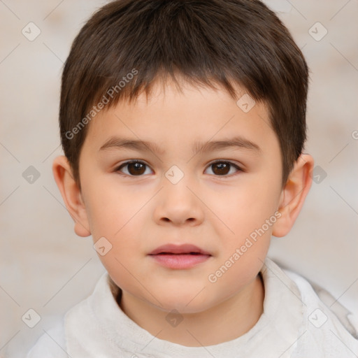 Neutral white child male with short  brown hair and brown eyes