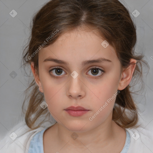 Neutral white child female with medium  brown hair and brown eyes