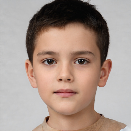 Neutral white child male with short  brown hair and brown eyes