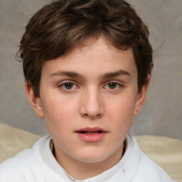 Neutral white child male with short  brown hair and brown eyes