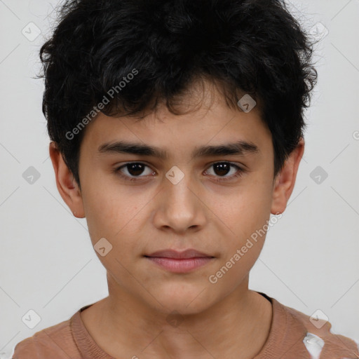 Neutral white child male with short  brown hair and brown eyes