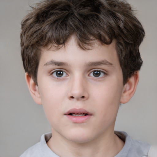 Neutral white child male with short  brown hair and brown eyes