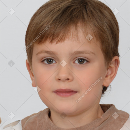 Neutral white child female with short  brown hair and brown eyes