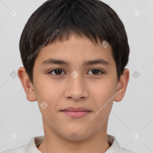 Neutral white child male with short  brown hair and brown eyes