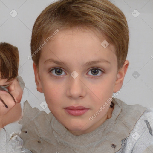 Neutral white child female with medium  brown hair and brown eyes