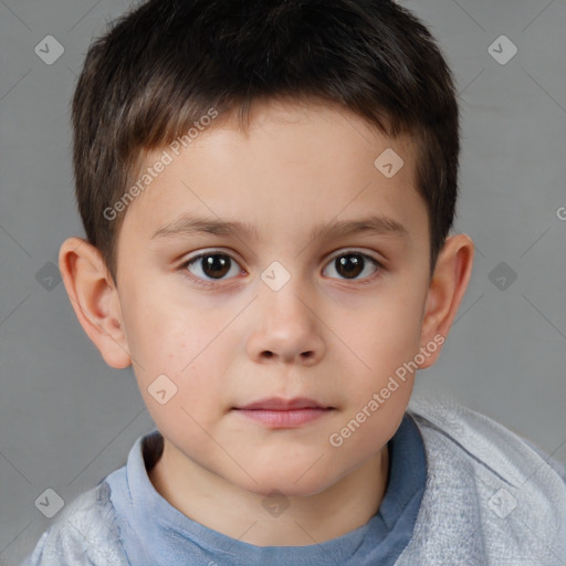 Neutral white child male with short  brown hair and brown eyes