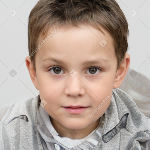 Neutral white child male with short  brown hair and brown eyes