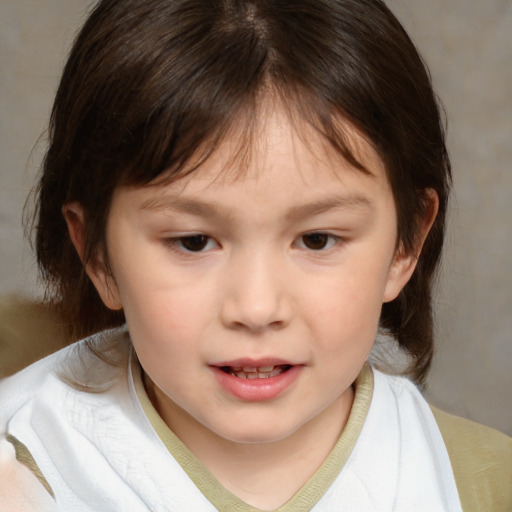 Neutral white child female with medium  brown hair and brown eyes