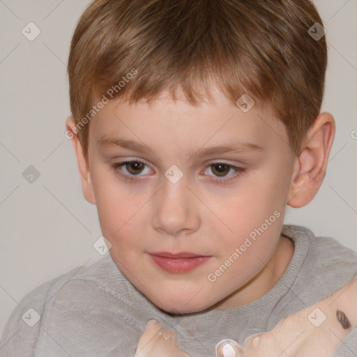 Neutral white child male with short  brown hair and brown eyes