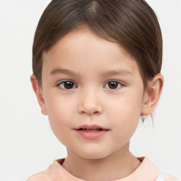 Neutral white child female with short  brown hair and brown eyes