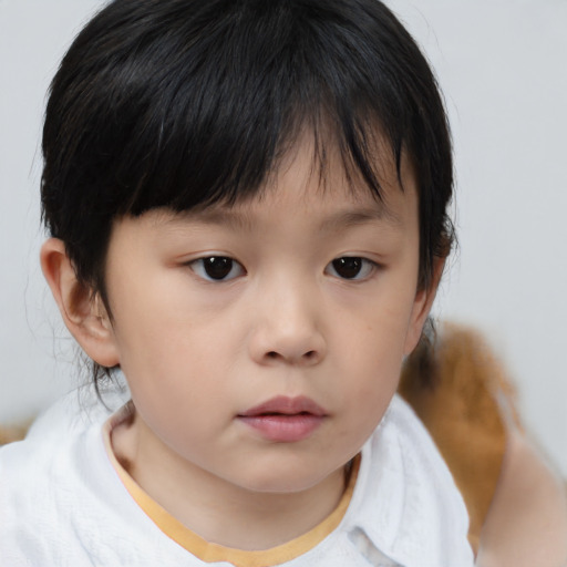 Neutral asian child female with medium  brown hair and brown eyes
