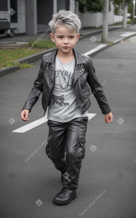 New zealand child boy with  gray hair