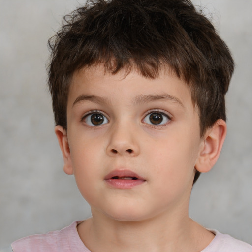 Neutral white child male with short  brown hair and brown eyes