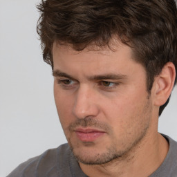 Neutral white adult male with short  brown hair and brown eyes