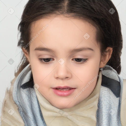 Neutral white child female with medium  brown hair and brown eyes