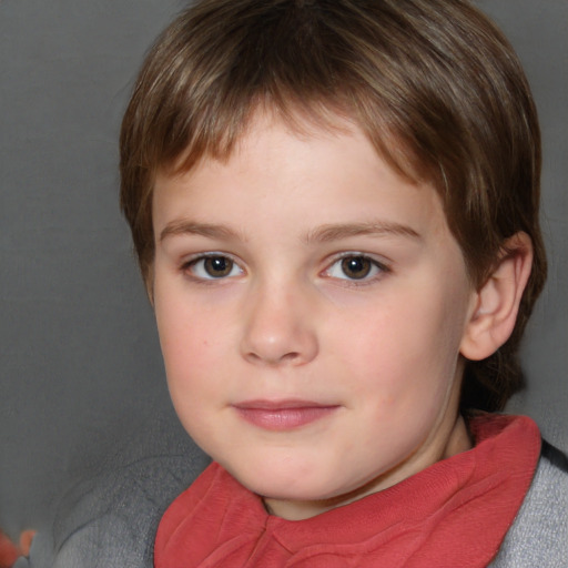 Neutral white child male with medium  brown hair and blue eyes