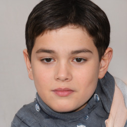 Neutral white child male with short  brown hair and brown eyes