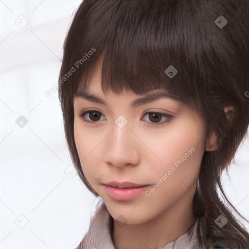 Neutral white child female with medium  brown hair and brown eyes