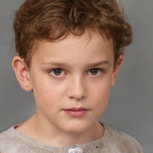 Neutral white child male with short  brown hair and grey eyes