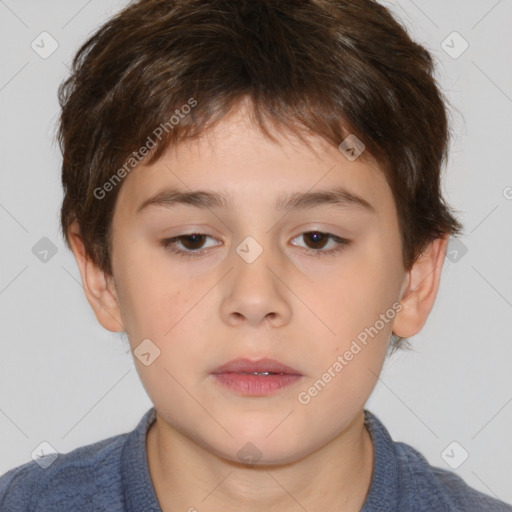 Neutral white child male with short  brown hair and brown eyes