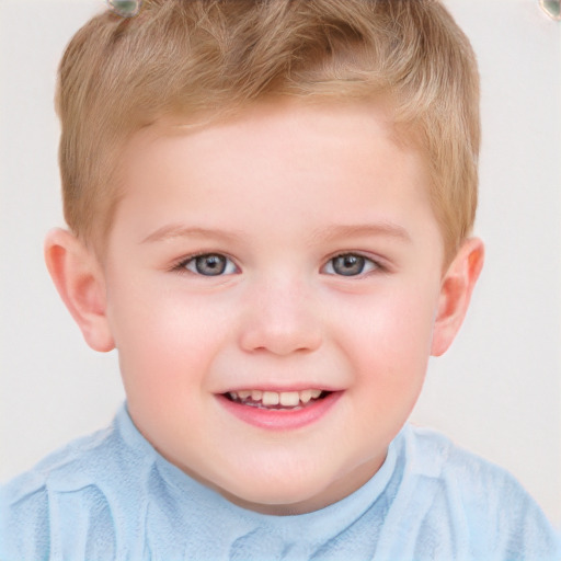 Joyful white child male with short  brown hair and brown eyes