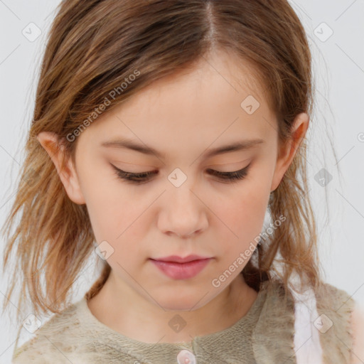 Neutral white child female with medium  brown hair and brown eyes