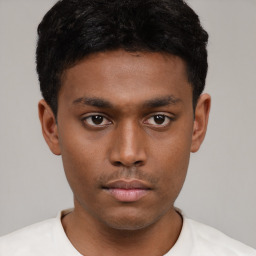 Neutral black young-adult male with short  brown hair and brown eyes