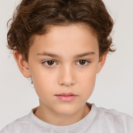 Neutral white child female with short  brown hair and brown eyes