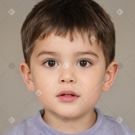 Neutral white child male with short  brown hair and brown eyes