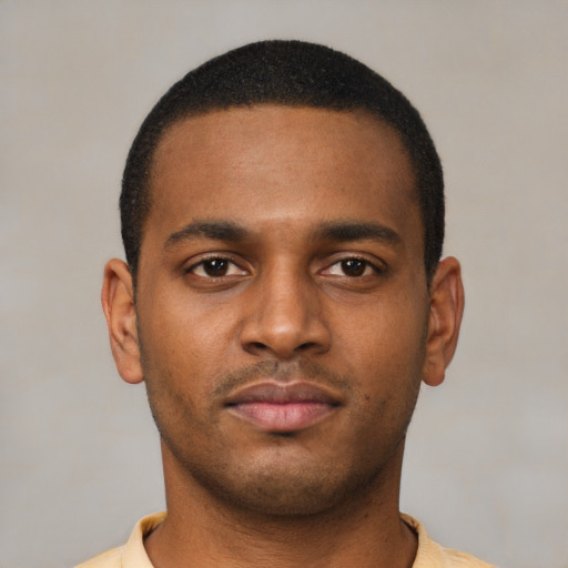 Neutral latino young-adult male with short  brown hair and brown eyes