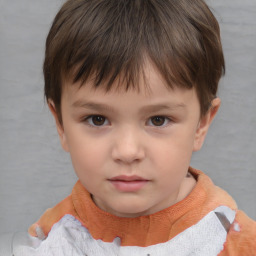 Neutral white child male with short  brown hair and brown eyes