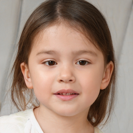 Neutral white child female with medium  brown hair and brown eyes