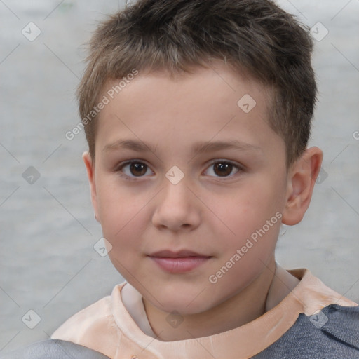 Neutral white child male with short  brown hair and brown eyes