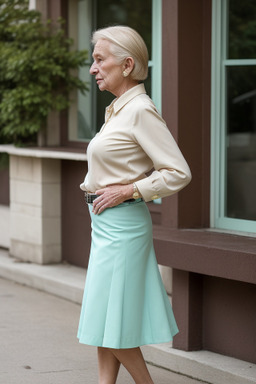 Caucasian elderly female with  blonde hair