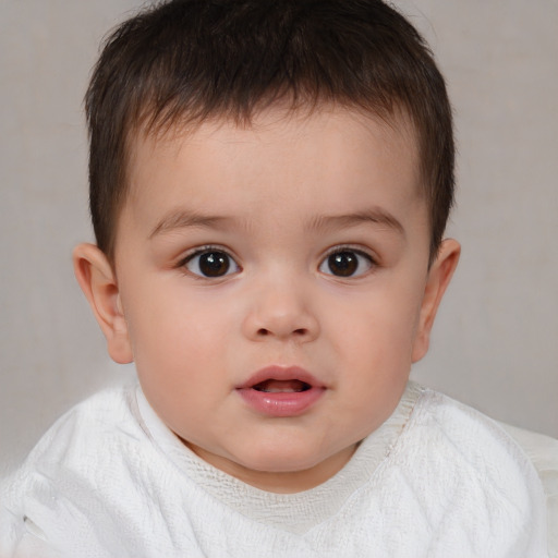 Neutral white child male with short  brown hair and brown eyes