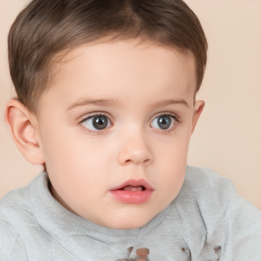 Neutral white child female with short  brown hair and brown eyes