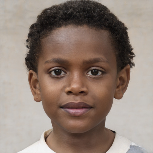 Neutral black child male with short  brown hair and brown eyes