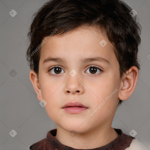 Neutral white child male with short  brown hair and brown eyes