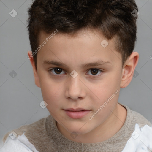 Neutral white child male with short  brown hair and brown eyes