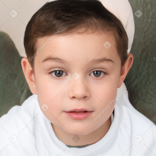 Neutral white child female with short  brown hair and brown eyes