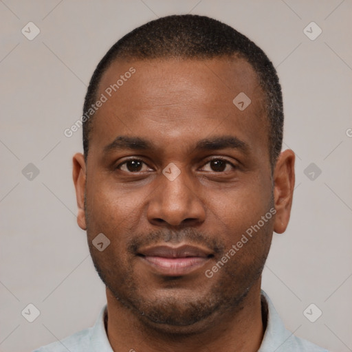 Neutral latino young-adult male with short  brown hair and brown eyes