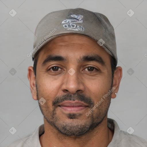 Neutral white adult male with short  black hair and brown eyes