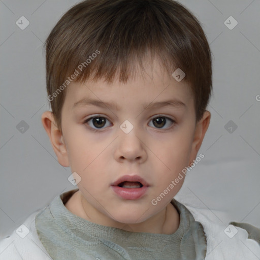 Neutral white child male with short  brown hair and brown eyes