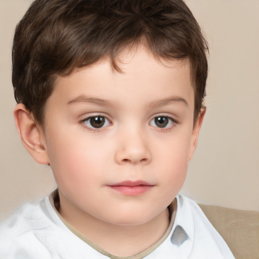 Neutral white child male with short  brown hair and brown eyes